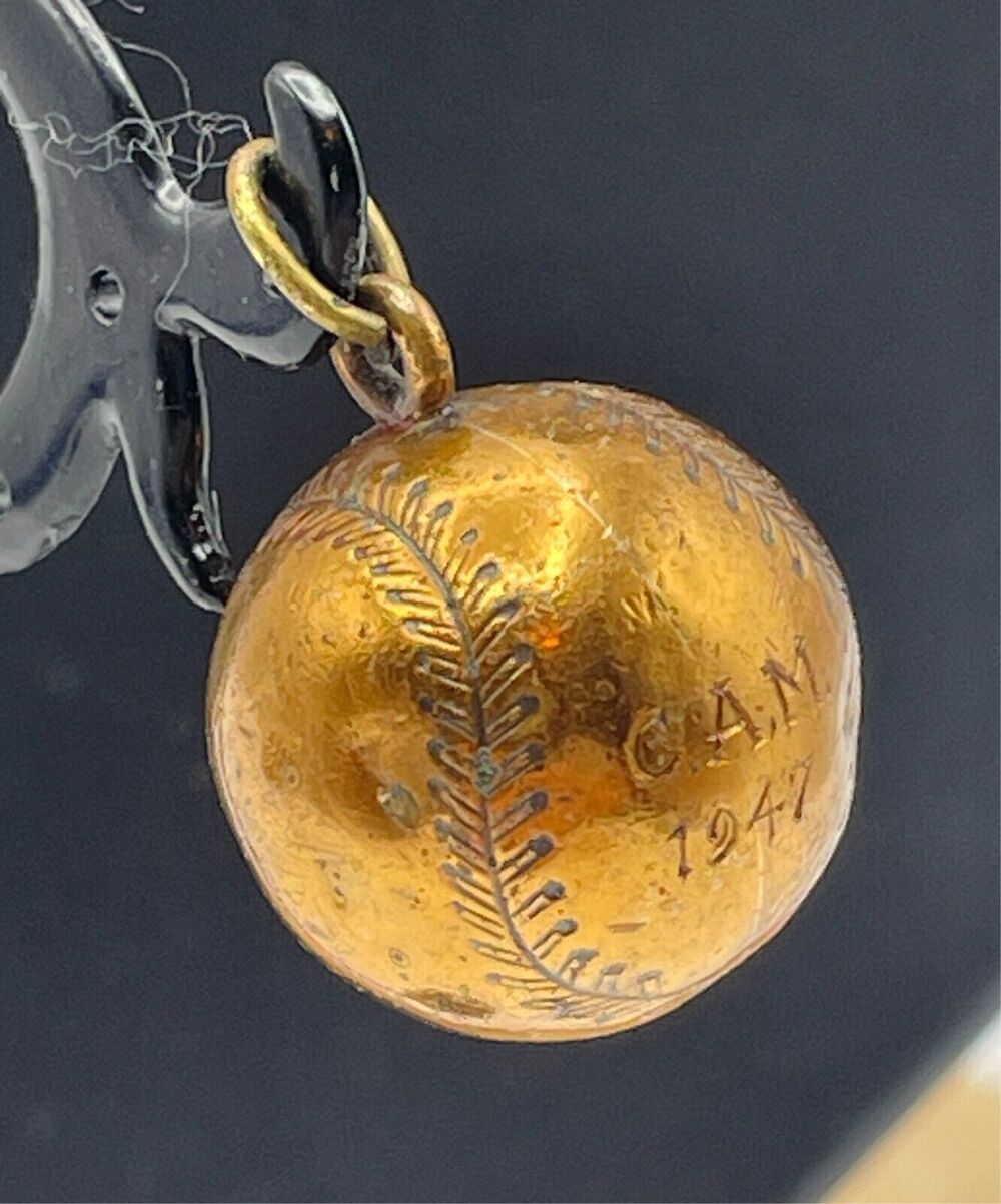 Vintage C.A.M. 1947 Gold Filled Baseball Charm Pendant Sports Award Engraved